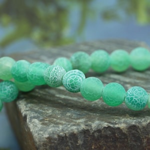 Green Desert Agate Gemstone Beads 4, 6, 8 mm Matte Agate Beads /Desert Agate Beads /Cracked Agate Beads  Efflorescent - 6 beads