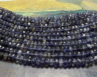 Iolite Rondelle Faceted Beads 5-6mm  Hand FACETED Iolite Beads Blue Gemstone Water Sapphire Natural Handmade Iolite
