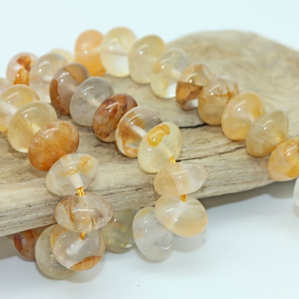 Citrine Natural Rondelle Beads 6 x 10mm  / Golden Yellow Gemstone beads Citrine Beads  / Depression Fighting Gemstone / 4 beads Small order