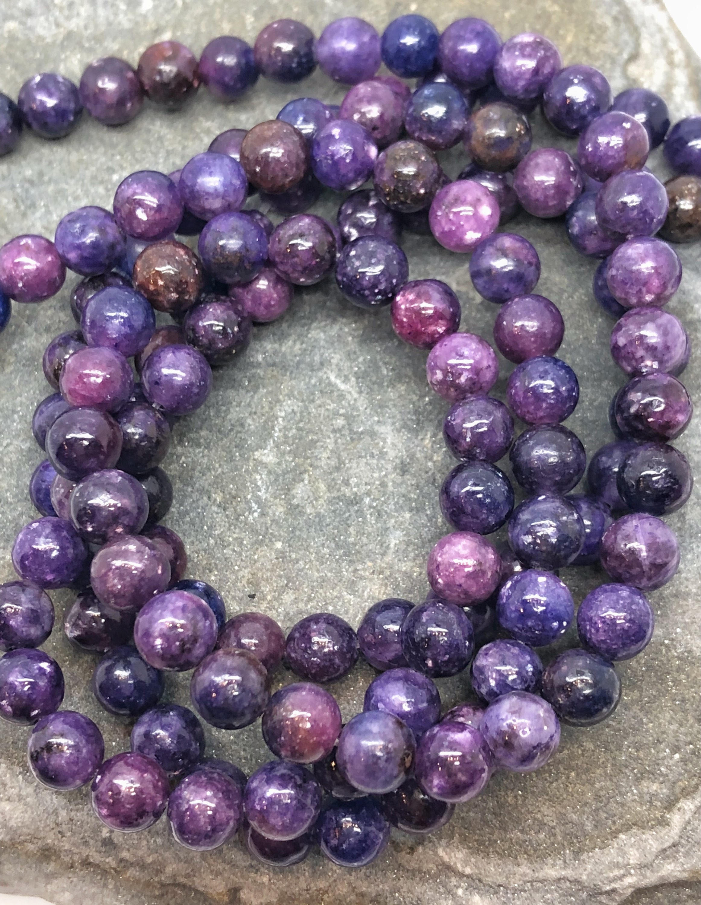 Purple Lepidolite Round Beads 6 or 8 mm / Purple Gemstone Etsy