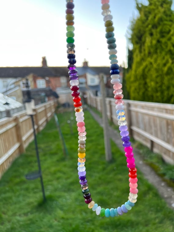 Custom Rainbow Multi Gemstone Beaded Necklace SOLID Silver Clasp gold Vermeil on Request Made to Order CHAKRA Balance 8mm Etsy