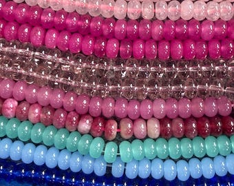 Listado especial personalizado: 17 preciosos hilos de cuentas redondas de piedras preciosas lisas con tonos arcoíris.