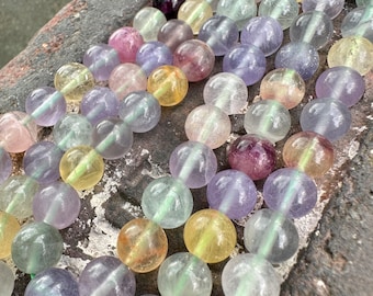 Rainbow Blue Lavendar Lilac Fluorite  Fluorite Gemstone Beads / Natural Gemstone Beads / Fluorite Beads /