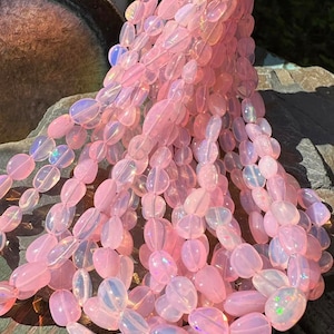 Amazing glowy Pale Rose Petal Blossom Pink  Opal Freeform Oval Beads / Ethiopian  Opal Oval beads