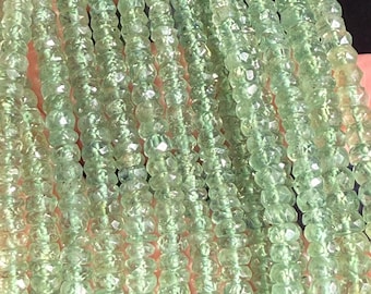 Rare Sparkling  Handcut translucent  Green Kyanite Faceted Rondelle Gemstone  4-5mm