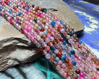 Pretty tiny small faceted Agate beads 3mm / mixed gemstone beads / multi beads / rainbow beads