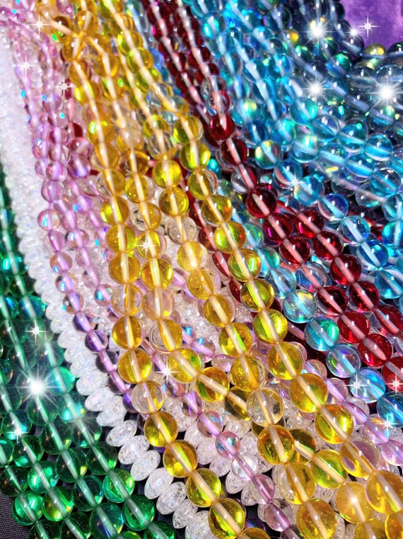 6mm Glass Beads Sparkling Multi Rainbow Round Beads for Bracelet making 100  pcs