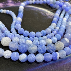 Blue Desert Agate Gemstone Beads 6, 8 and 10 mm  Pale Blue Agate Beads  Matte Agate Beads  Desert Agate Beads / Dragonsvein Agate Beads
