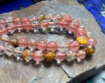 Cherry Quartz  Faceted Glowy Ethereal Cherry Quartz  Round Beads 6mm/ pink Clear Beads / Earring Beads / Jewellery Beads / pink tones