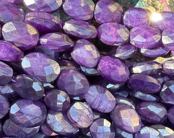 Purple Violet Mauve hand faceted Moonstone Oval beads / Rare unique beads for jewellery making 12-18 special beads