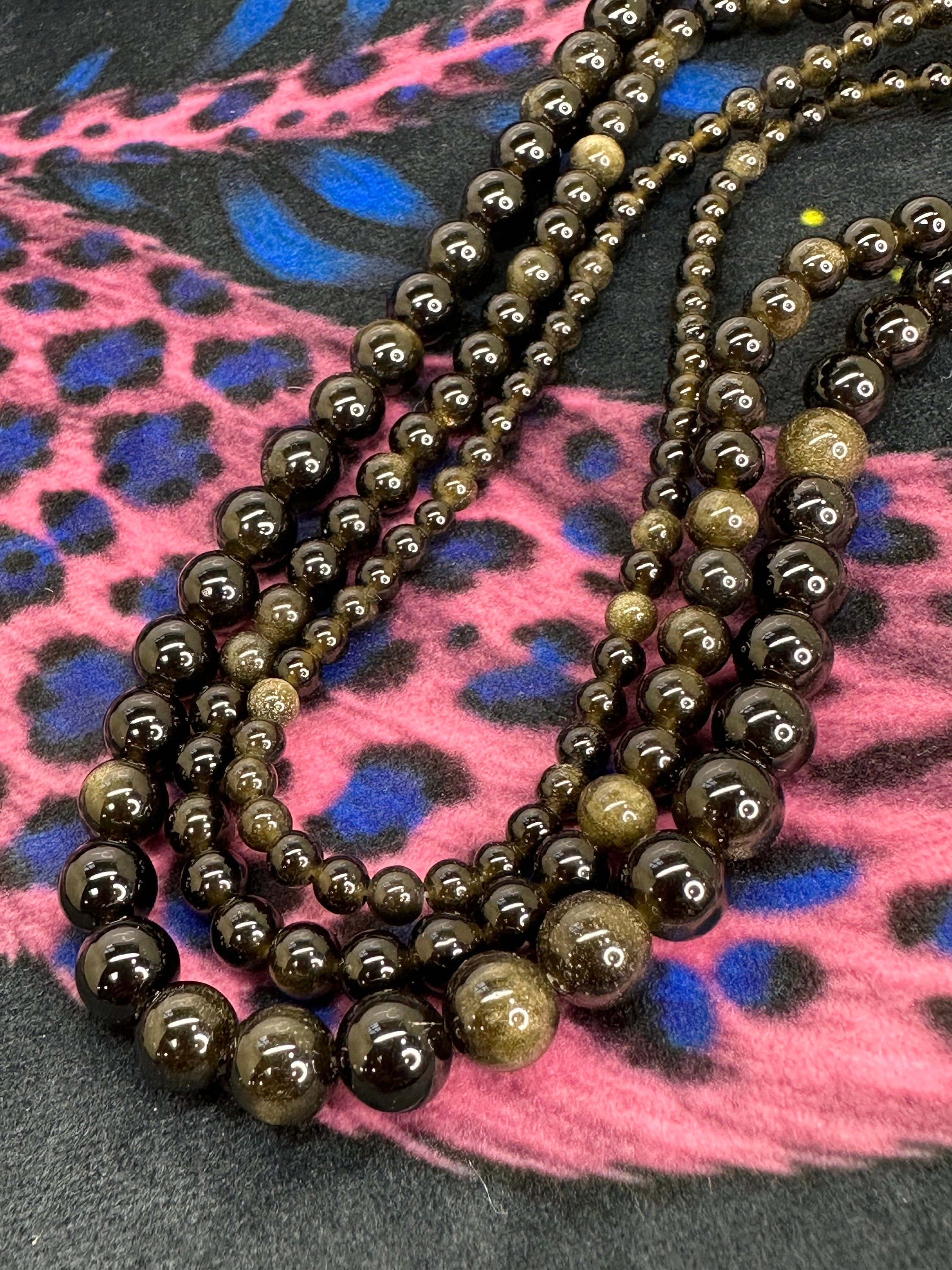 Perles Rondes En Obsidienne Dorée Naturelle - Tailles 4 à 16 Mm - Lot De Plus De 25 Pièces