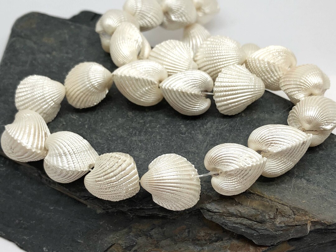 2 X Clam Shell Beads 18 X 17 Approx Double Clam Shell Cockle Shell