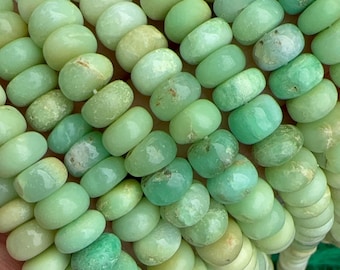 Rustiek handgesneden natuurlijke ombré gearceerde grote gladde chrysopraas groene rondelle kralen / edelsteenkralen / ongeveer 8-9 mm, 4 mm gat