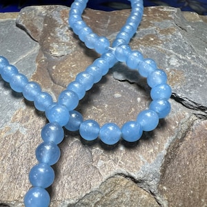 Agate small beads / Small round pale blue Chalcedony beads just over 4mm / Blue Gemstone beads / 4 beads