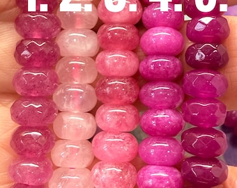PINK Mixed Multi Gemstone  Gemstone Quartz Ombre Rondelle Disc Beads 8mm Mixed colours colors Hot pinks CHOOSE COLOUR #1