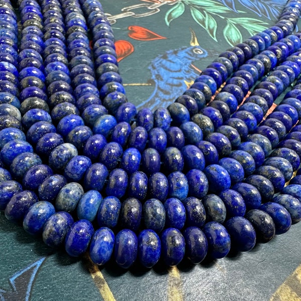 AAA Lapis Lazuli  Smooth Round Rondelle Beads 8 mm / Lapis Beads / Lapis Lazuli Gemstone Nuggets / rustic natural Gemstones