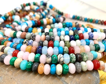 Mixed Multi Gemstone Quartz Rondelle Disc Beads 6mm Mixed colours colors Rainbow beads