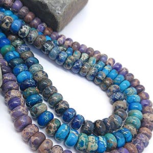 Sea Sediment Jasper Rondelle Beads 8 x 5mm / Fossil Jasper Gemstone Beads / Beautiful blue Turquoise or matte Purple  Jasper beads