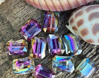2 x Kralen Kristal Magisch Roze Paarse Kristallen Vitriale Ruit Kralen 18 x 13 mm Tweekleurige Kristal Kralen Rechthoekige Kralen Mystic Crystal