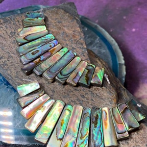 Abalone shell beads / Rustic Abalone focal set Graduated Top Drilled  beads 11-28mmTop Jewellery Making 13 pieces in set