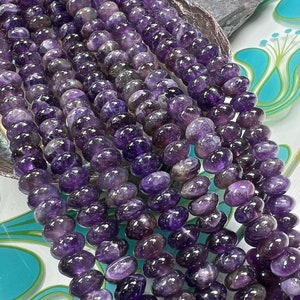 Superb Quality Natural Amethyst rondelles beads 8mm / choose Quantity / Slightly DARKER than pic