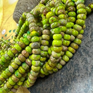 Sea Sediment Jasper Rondelle Beads 4.5mm  / Jasper Gemstone Beads / Beautiful lime green   beads