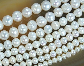 Freshwater Rustic Ivory Pearl beads Natural 6mm / Pearl Beads / Wedding Jewellery Beads / Mala beads Oval Potato