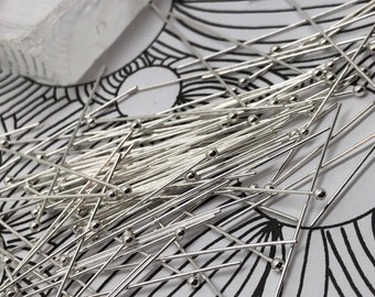 thumbnail image 2 of 100 Sterling Silver Ball Head Pins - 22 Gauge .925, 2 Inch - Mayas Gems 2 of 2