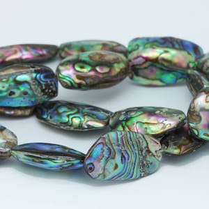 Natural Blue green Abalone oval Double Sided shell Beads  15 - 17 mm approx Abalone Shell Beads Amazing Patterns Rustic Shell / 1 bead
