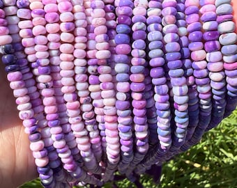 Geweldige gladde multi-tone lila paarse opaal pastel rondel kralen spacer unieke kralen 5-6 mm handgesneden rustieke kralen