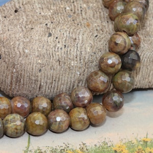 Agate BEADS Brown Faceted Fire Agate Gemstone Beads 8mm / Faceted Fire Agate beads / Cracked Agate Beads / Brown Faceted Gemstone Beads 8MM