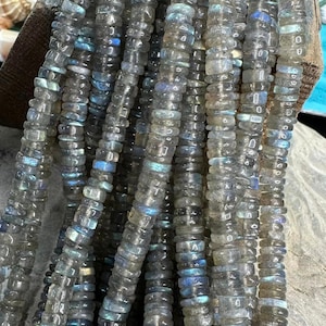Rustic Labradorite Rondelle handmade Heishi Tyre Beads 6 mm aprx approx  / Flashy Labradorite Beads 100% Natural Labradorite