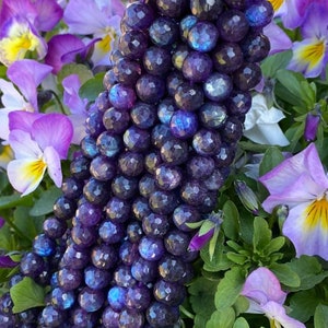 Purple Violet Labradorite handcut rustic  faceted Round beads Focal handmade Beads 8mm approx