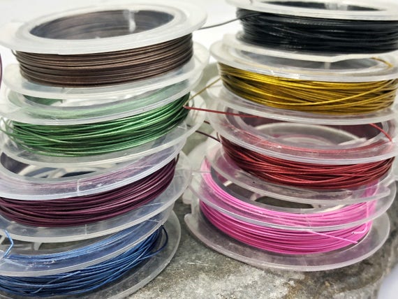 1 x Silver Nylon-Coated Steel 0.45mm x 50m Round Tiger Tail Spool HA06750