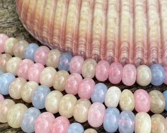 8 mm gemengde chalcedoon pastel regenboog blauw roze wit ijssorbet morganiet kleur rondelle kralen 1 mm gat