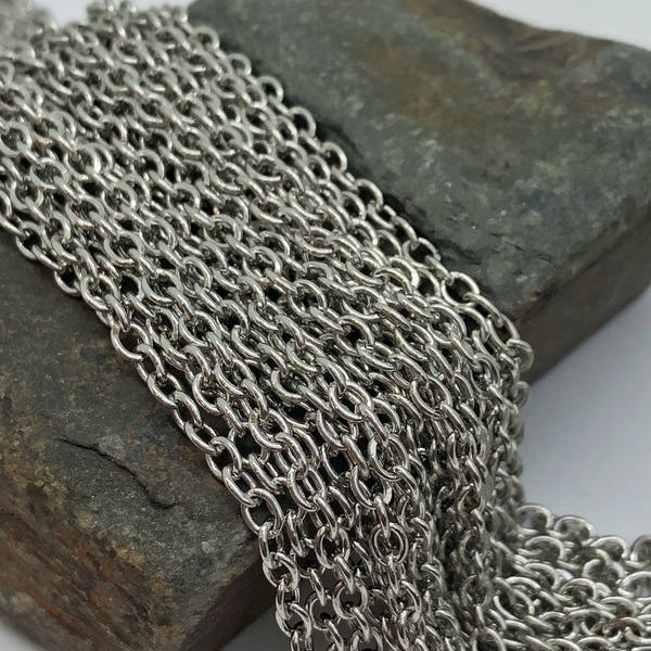 Silver Plated Trace Chain 4 x 3 mm / Jewellery Chain Nickel Free / Loose chain Necklace or Bracelet