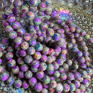 Imperial Sediment Dyed rainbow pink Jasper Round beads / Jasper Gemstone Beads / Marble  Jasper Beads multi coloured beads
