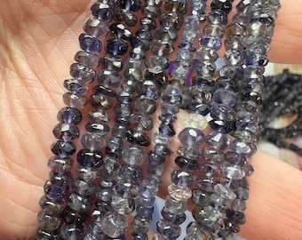 Iolite Rondelle Faceted Beads 4-5mm approx Rustic FACETED Iolite Beads Blue Gemstone Beads Natural Handmade Iolite Gemstone Beads