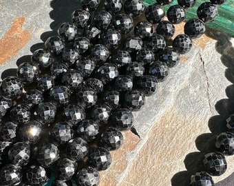 Super sparkly handcut Spinel faceted rounds / 8mm approx / 14" Choose quantity
