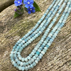 Natürliche Multi Tonal Blau facettierte Aquamarin Rondellen 15,5 ”/ 3,8 mm 4 mm