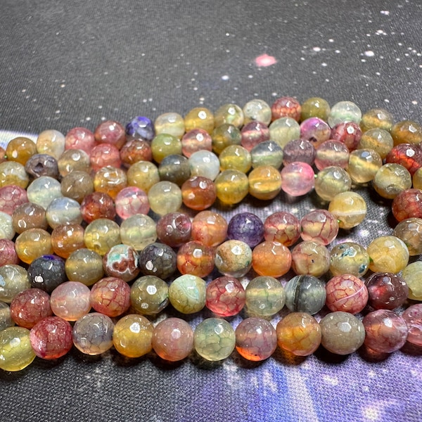 6 x Amazing rustique Mixed Jewel Tone Autumn Mix Agate perles rondes facettées 6mm / Perles de pierres précieuses mixtes / Perles Multi Agate / 6 perles