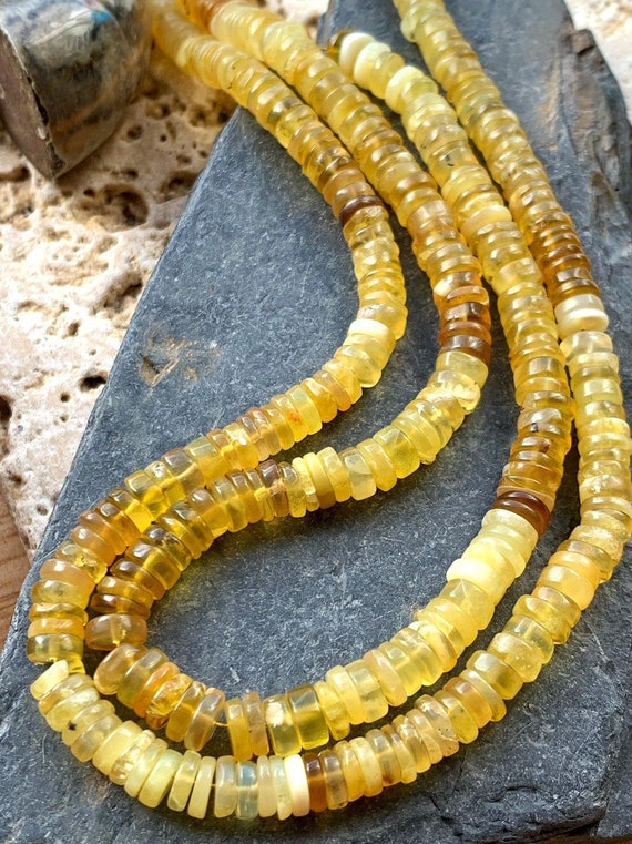 Amazing Glowy Honey Yellow Opal Rondelle Spacer Heishi Beads
