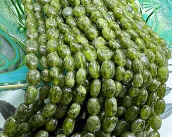 Granate Vessonita Natural Rústico de Forma Libre, Cuentas Ovaladas de 9-12 mm / Cuentas de Piedra Preciosa Verde de Corte Irregular / Cuentas de Piedra Preciosa de Forma Libre