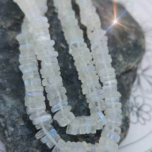 Rainbow Moonstone Rondelle Square Heishi Beads 4mm approx / Natural Moonstone Beads  Moonstone  Gemstone Beads Spacer beads / 6 beads
