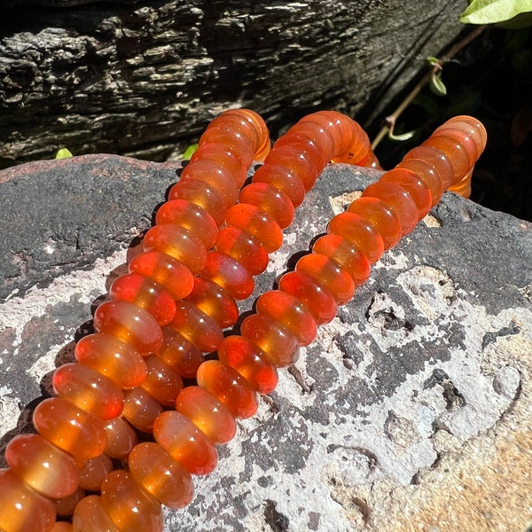 Carnelian Smooth Rondelles 8 x 4 mm / TOP Quality Carnelian beads / Large Carnelian Agate Rondelles / Fire Carnelian Gemstone Beads / 6 bead