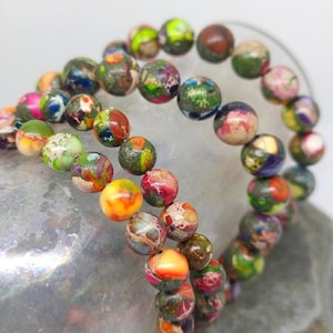 Sediment Imperial  Rainbow Jasper Round beads / Jasper Gemstone Beads / Marble  Jasper Beads / gemstone Beads  / 4 beads