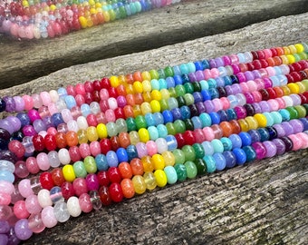Especially curated Mixed Multi Gemstone Quartz Rondelle Disc Beads 8mm Mixed glowy  colours  Rainbow special beads