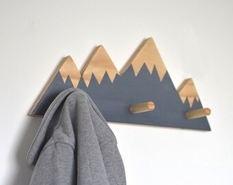 Mountain Peak Wall Hooks, Woodland Nursery, Woodland Nursery Decor, Wall Hooks For Kids