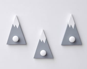 Mountain Peak Wall Hook, Mountain Nursery Wallhook, Woodland Nursery Decor, Wall hooks for kids, Mountain Wall Art, Adventure Theme Decor