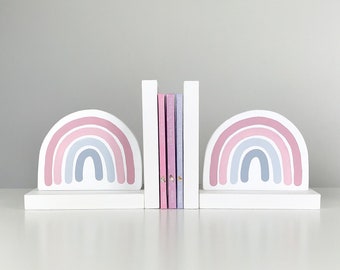 Rainbow Bookends, Pastel Nursery Decor, Book ends for Kids, Children's Bedroom Decor, Baby Girl Shower Gift, Boho Nursery, Blush Pink Scandi